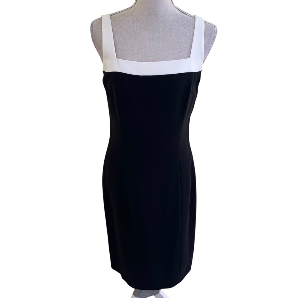 Ann Taylor Vintage Black White Colorblock Sleeveless Sheath Dress 6